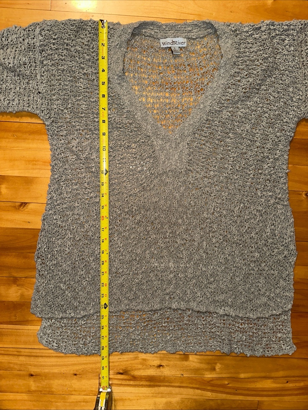 Windriver Light Gray Open-Knit V-Neck Sweater Tunic - Picture 6 of 7
